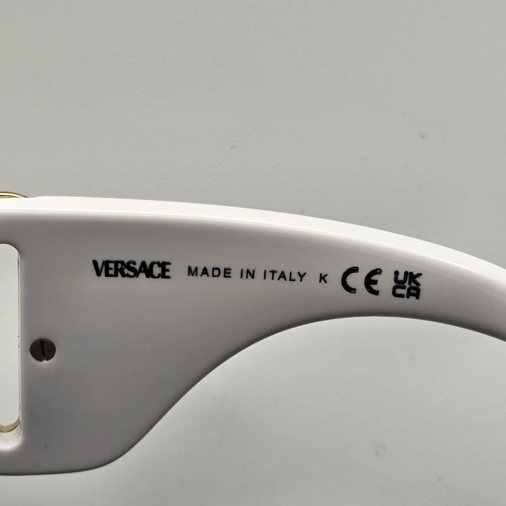 Versace VE4425U 314/87 White Gold Medusa Shield Sunglasses 53mm Italy NWOT